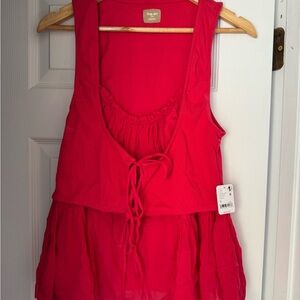 Free People Vibrant Red Sleeveless Blouse